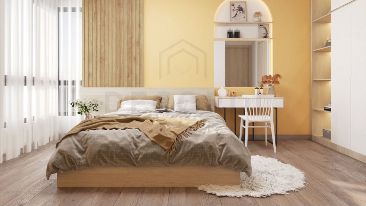 Thiết Kế Phòng Ngủ Màu Vàng Nâu Gỗ